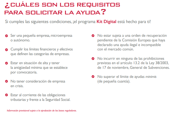 Kit Digital - Requisitos Beneficiarios