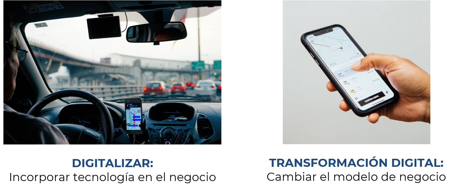 diferencias digitalización transformacion digital taxi uber